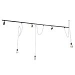 Qazqa - 1-Phase Rail System with 3 spotlights and 3 Pendant Lamp I Pendant Light Ceilings Black - Cavalux Jeana- - Modern - Suitable for LED E27 | 3 Way Light - Aluminium Surface-Mounted spotway lig