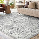 Machine Washable Rugs 160x230 cm Living Room Rugs Large Vintage Area Rugs for Bedroom Anti Slip Soft Low Pile Carpet Traditional Rug Home Decor Office Carpet, Grey