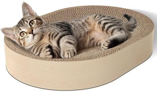 ComSaf Cat Scratching Board, Cat Scratcher for Indoor Cats, Cardboard Cat Scratch Pad Oval Cat Scratcher Bed for Kitten, Durable Cat Scratcher Bowl Circle, Furniture Protector from Cat Claws