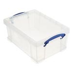 Really Useful Box 9 Liter Plastic Storage Container with Lid and Clip Lock Handles for Home or Office Organization and Storage