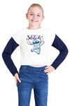 Disney Stitch Hoodie for Girls - Cropped Sweatshirt Fashion Top for Girls and Teenagers 7-14 Years - Stitch Gifts (11-12 Years, Cream/Blue)