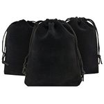 Ankirol 50pcs Velvet Drawstring Bags Jewelry Bags Pouches (Black, 4" X 4.7")