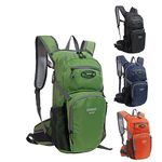 LEMUVLT Hiking Daypack Waterproof Biking Backpack 15L Lightweight Durable Backpack for Ski Snowboarding Running MTB Cycling- Bladder NOT Included（Olive）