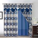 Petrichor Window Curtain Panel Drape with Attached Fancy Valance