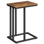 HOOBRO Side Table, Snack Table, Sofa Side Table, C-Shaped Coffee Table, Space Saving, Industrial Style, Sturdy Metal Frame, for Living Room, Bedroom, Rustic Brown and Black BF02SF01G1