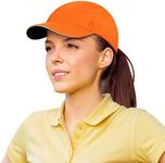 GADIEMKENSD Cooling Running Hats for Women Reflective Trim Baseball Cap Stretch Dri Fit Hat Performance Mesh Caps Ponytail Gorras para Mujer for Golf Hiking Workout Gym Summer Sun Beach Bright Orange