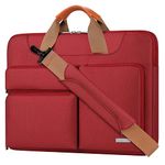 Lacdo 15.6 inch 360° Protective Laptop Shoulder Bag Sleeve for 15.6" Acer Aspire 5 1 3 / Chromebook, Asus ZenBook VivoBook 15/Chromebook, Lenovo IdeaPad, MSI GF63/65, HP Spectre X360 Notebook Bag, Red