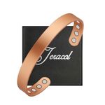 Jeracol Copper Magnetic Bracelets for Men Women,100% Solid Copper Magnetic Cuff Bangle with 8 Powerful Magnets,Simple Style Adjustable Size Brazaletes with Jewelry Gift Box