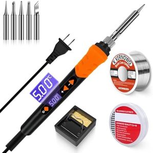 Soldering Iron, 68W Soldering Gun, 9-in-1 Soldering Kit LCD Adjustable Temperature 392-932℉ & Thermostatic Design, Soldering Iron Kit with 5PCS Soldering Tips, Wire, Sponge, Flux