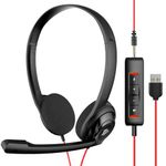 NUBWO USB Headset with Microphone for Laptop PC, headphones with Noise Cancelling Microphone for Computer, On-Ear Wired Office Call Center Headset for Boom Skype Webinars, In-line Control, Lightweight