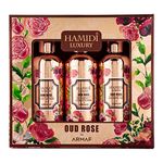 Hamidi Luxury Oud Rose by Armaf, 3 Pieces Gift Set For Men & Women, Shower Gel 95ml, Body Lotion 95ml, Shampoo & Conditioner 2 in 1 95ml | Alcohol Free | Hair & Skin Care Product | Daily Care