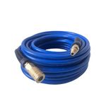 Air Hose 1/4 in x 25 ft, PVC, Reinforced Air Compressor Hose, Heavy Duty, Kink Resistant with 1/4 in Solid Brass Male Fittings, Bend Restrictors, for All Weather Flexibility, 300 PSI (25FT, Blue)