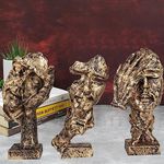 nantan Set of 3 Men Expression Statue Showpiece Figurine Lucky Decorative Items for Home Decor Living Room Office Desktop Decoration & Gifting