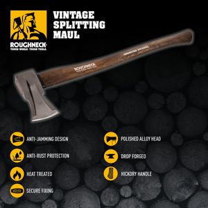 Roughneck Hickory Log Maul – 2kg Wood Splitting Axe