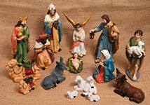 KariGhar® 15 pcs Nativity Set | Crib Set Perfect for Christmas Gifting|Decor ( Pack - Mary,Joseph,Baby Jesus, Angel, 3 Wise Men,Shepherd, 7 Animals (8 Inch (Multicolor))