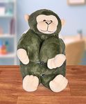 BESTIES Premium Fur Monkey Soft Toy Cum Pillow Army Green - Height 45 cm