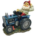 Garden Gnome Statue - Plowing Pete Garden Gnome Tractor - Lawn Gnome