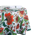 EHouseHome Outdoor and Indoor Spill Proof Waterproof Tablecloth,Vintage Floral Design Patio Fabric Table Cover,Home Dinner Décor Wrinkle Free Table Cloths(60" Round no Zipper and Hole)