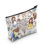 LEVLO Fairy Tales Cosmetic Make up Bag Movie Inspired Gifts You Are Braver Stronger Smarter Than You Think Makeup Zipper Pouch Bag, Always Beauty Beast, Tote Bag