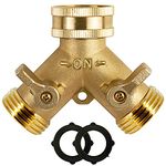 Triumpeek Brass Garden Hose Splitter, 3/4 Inch 2-Way Y Brass Hose Connector