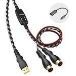 MIDI Cable,NUOSIYA MIDI to USB Interface Cable 4.5FT,MIDI Interface in-Out to USB Cord Adapter with Indicator for Piano Keyboard to PC Mac Laptop,Arranger Keyboard Tool