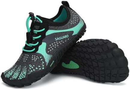 SAGUARO Kids' Barefoot Shoes Boys Girls Quick Dry Aqua Athletic Sneakers Lightweight Sport Footwear Toddler Water Shoes Gray/Green 4 Big Kid
