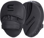 SAWANS® Boxing Focus Pads Hook and Jab Mitts Leather Kickboxing MMA Curved Arm Strike Shield Punching Target Pads Martial Arts Muay Thai Training (Matte Black)