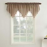 No. 918 Voile, Fabric Rod Pocket Ascot Curtain Valance, 51 X 24 Inch, Taupe, Pack of 3