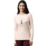 Enamor Essentials Full Sleeve Round Neck Slim Fit Stretch Cotton Lounge Tshirt for Womens-E157 (E157_Rosewater_M)