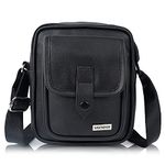Veneer Premium Vegan shoulder Leather Crossbody Slingbag for Mens and Womens (Black)