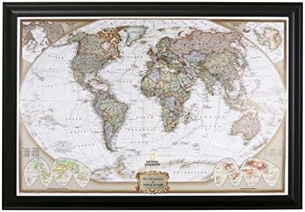 Push Pin Travel Maps - Executive World - Black 27.5" x 39.5" Framed Pin Map, Customizable Plaque, Arrives Ready to Hang with 150 Pins for Tracking Your Travels - Handcrafted in USA