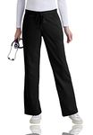 Greys Anatomy Women's Junior Fit Elastic Back 5 Pocket Drawstring Scrub Pant, Black, X-Small