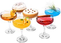 the mask el turko Champagne Cocktail Saucer Glasses Set of 6, Elegant Coupe Cocktail Glasses, Martini Glasses, Long Stem Glassware (6 Pcs (9oz/270ml))