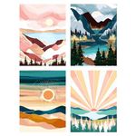 hkejoi 4 Pack Paint by Numbers Adult Kit,Adult Paint by Number,Painting by Numbers for Adults Acrylic Oil Painting Landscape Mountain Minimalistic for Home Wall Decoration 16X12 inch