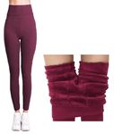 Alexvyan Ankle Length (24 to 34 Waist) Stretchable Fleece Women Warm Thick Fur Lined Fleece Winter Thermal Soft Legging Tights Stocking - Slim Fit (Wine Red)