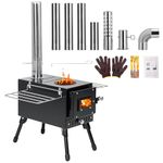 YRenZ Wood Stove, Outdoor Wood Burning Stove, Camping stove, Portable Tent Stove with Heat Control Stovepipe & Elbow pipe for Outdoor Cooking, Camping and Ice-fishing