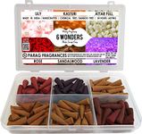 Parag Fragrances 6 Wonders Premium Dhoop Cones (6 in 1) Rose/Lily/Lavender/Sandalwood/Kasturi/Attarfull (No Charcoal, No Bamboo, Hand Crafted, Long Lasting Dhoop Sticks)