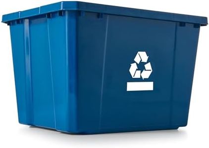 Gracious Living Medium Curbside Blue Box, Plastic 17 Gallon/64 Litre Home Trash Can Refuse and Recycling Bin Container with Built-in Handles (12 Pack)