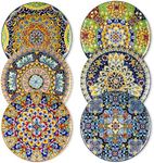 vancasso Dinner Plates Set of 6-10.5 Inch Ceramic Plates, Microwave, Oven and Dishwasher Safe, Colorful Bohemian Style Dishes for Kitchen