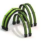 LINKUP - 30cm Super Soft and Flexible PSU Cable Extension Sleeved Custom Mod GPU PC Braided w/Comb Kit┃1 x 24 P (20+4)┃2 x 8 P (4+4) CPU┃2 x 8 P (6+2) GPU Set┃300mm - Blackgreen