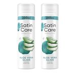 Satin Care Sensitive Aloe Vera Glide Shaving Gel for Women, 2 x 200ml Twin Pack – Moisturising Shave Gel for Smooth, Irritation-Free Shave on Legs & Body