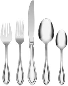 Oneida American Harmony 45 Piece Everyday Flatware, Service for 8, 18/0 Stainless Steel, Silverware Set, Dishwasher Safe, Silver