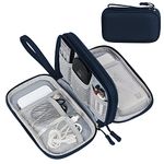 Simpolor Cable Organiser Bag, Double-Layer Electronics Accessories Bag Organiser for Cables, Universal Carry Travel Gadget Bag for Cables, Power Bank, USB Drive, Charger Hard Disk - Blue