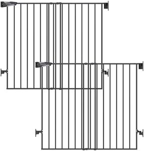 Babelio Baby Gate for Stairs, Kitchen & Doorways, No Bottom Bar| Easy Install| One-Handed Operation| Auto-Close| Hardware Mount Safety Dog Gate (Black - B17, 34" H, 26-43" W-Standard 2 Pcs)
