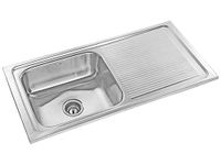 CROCODILE 304 Grade Stainless Steel Single Bowl Kitchen Sink with Drainboard (32" x 18" x 8" Bowl and Drainboard, Glossy)