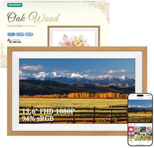 94% sRGB Frameo Digital Picture Frame 15.6 Inch Large Electronic Picture Frame WiFi, 1920 x 1080 FHD IPS Touch Screen, Photos Videos via Frameo App Sharing, Gifts for Women Men, Oak Wood