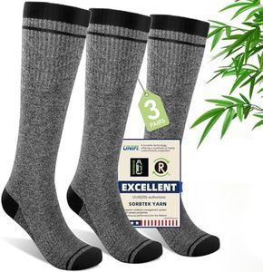 Iambamboo Mens Compression Socks for Men Women (3 Pairs) 15-20 mmHg Bamboo Viscose Knee High Sock for Travel XXL (Light Gray)