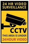 CVANU CCTV Sign 24Hr Video Surveillance This Area is Under Self-Adhesive Warning-Safety-Security-Notice Vinyl Sticker (Pack of 4)