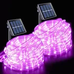 JMEXSUSS Valentine Solar Rope Lights,2 Pack 100 LED 33ft 8 Modes Solar Rope Lights Outdoor Waterproof LED Pink Fairy Lights for Valentine's Day Tent Gazebo,Trampoline,Walkway,Pool