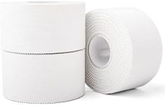 (3 Pack) White Athletic Sports Tape, Very Strong Easy Tear No Sticky Residue Tape for Athlete & Sport Trainers & First Aid Injury Wrap,Suitable for Bats,Tennis,Gymnastics & Boxing（1.5in X 35ft）